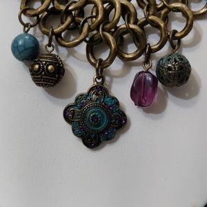 Boho style charm necklace in antique gold (#32)
